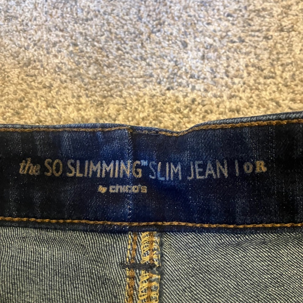 Chicos So Slimming Slim Leg Jeans Dark Indigo Wash Chicos Size 0 Regular Small - Picture 3 of 8
